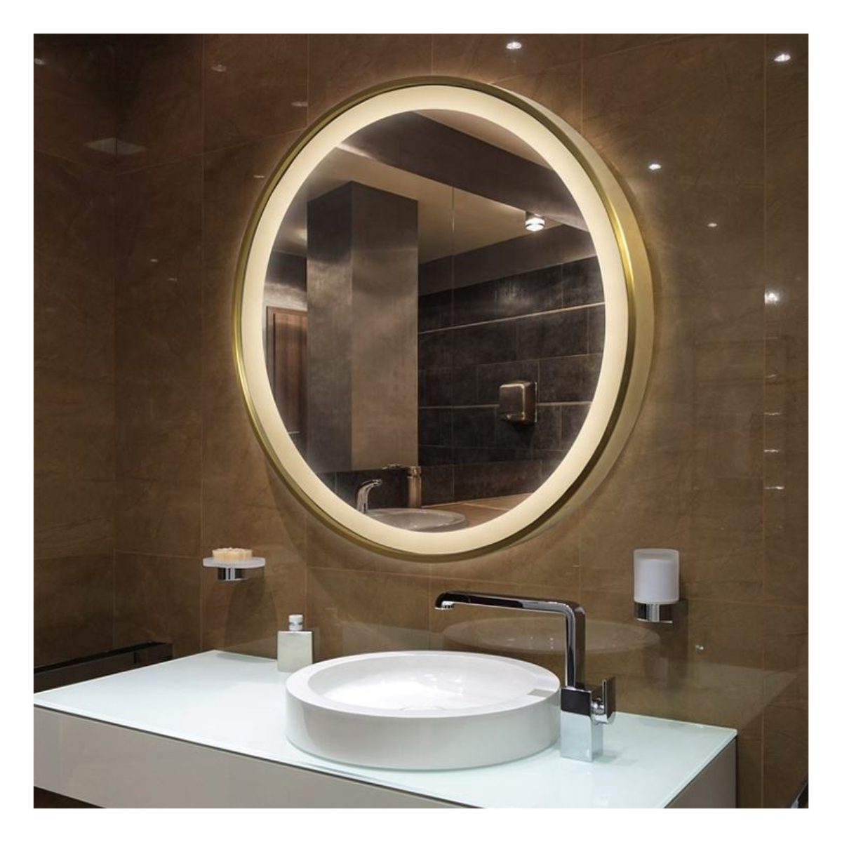 Golden Halo Round Mirror